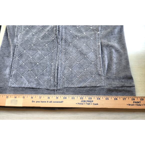 VEST-QUACKER FACTORY-Gray Velour-Sleeveless-Rhinestones-Zipper-SIZE XS - Picture 14 of 15